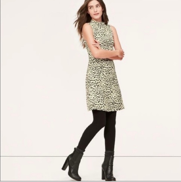 Ann Taylor Loft Women’s Petite Snow Leopard Dress - Picture 2 of 8